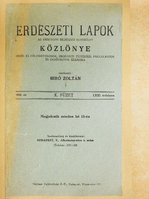 F. M. - Erdészeti Lapok 1932. október [antikvár]