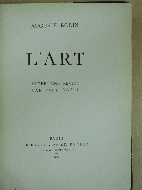 Auguste Rodin - L'art [antikvár]