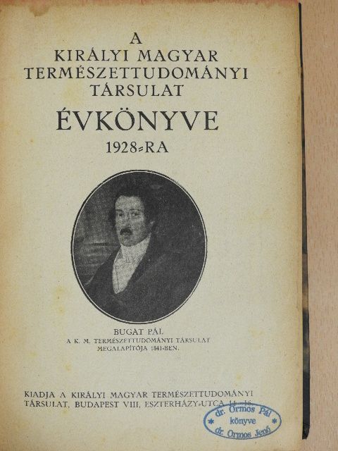 Csörgey Titusz - A Királyi Magyar Természettudományi Társulat évkönyve 1928-1930 [antikvár]