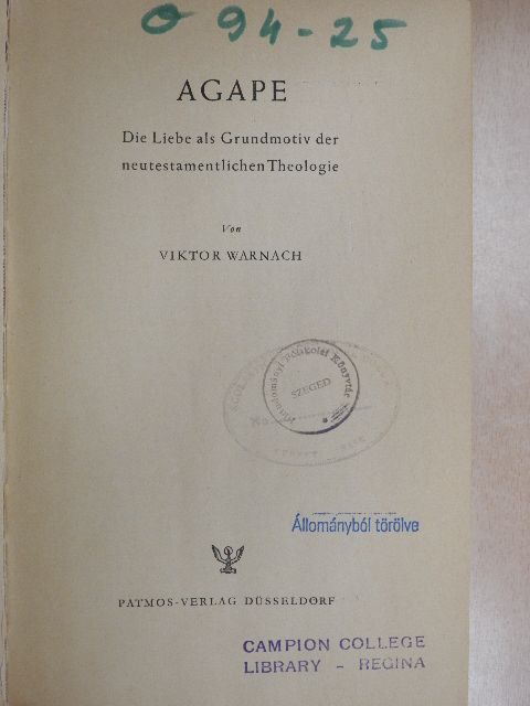 Viktor Warnach - Agape [antikvár]