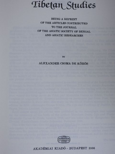 Alexander Csoma de Kőrös - Tibetan Studies [antikvár]