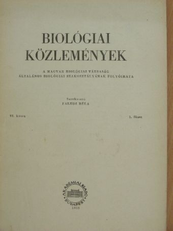 Balázs A. - Biológiai Közlemények VI/1. [antikvár]