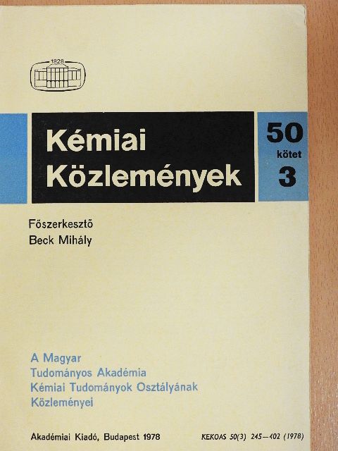 Bursics László - Kémiai Közlemények 1978/3. [antikvár]