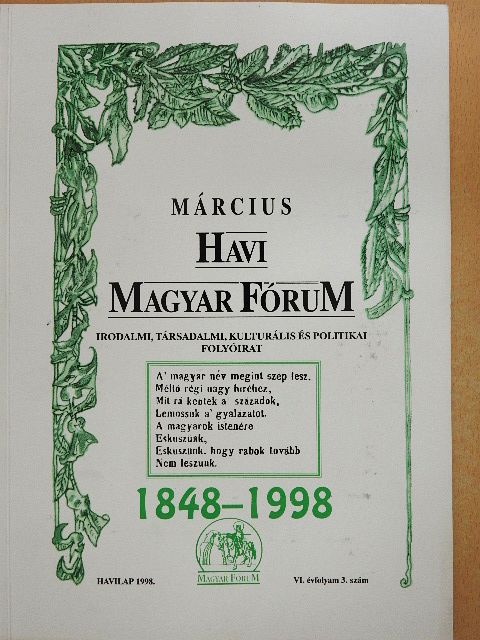 Bencze Bertalan - Havi Magyar Fórum 1998. március [antikvár]