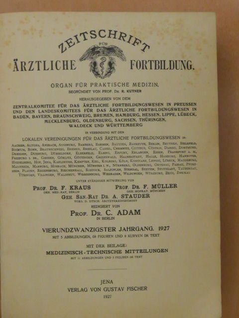 C. Posner - Zeitschrift für ärztliche Fortbildung 1927. január-december + Kiegészítés 1-12. [antikvár]