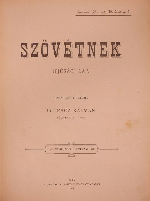Hamvas József - Szövétnek 1913. szeptember-1914. junius [antikvár]