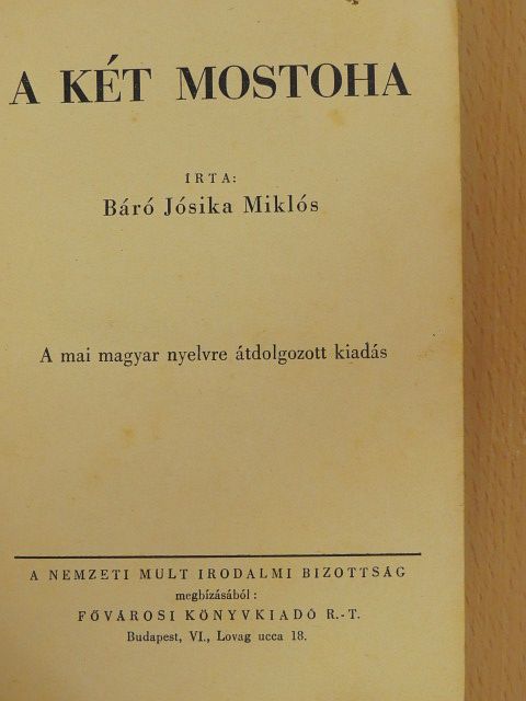 Báró Jósika Miklós - A két mostoha [antikvár]