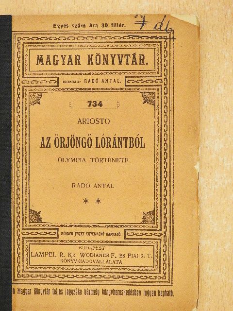 Ariosto - Az Őrjöngő Lórántból [antikvár]