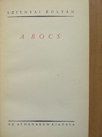 Szitnyai Zoltán - A Bocs [antikvár]