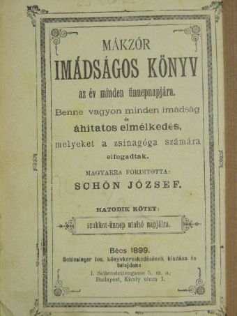 Mákzór imádságos könyv az év minden ünnepnapjára VI. [antikvár]
