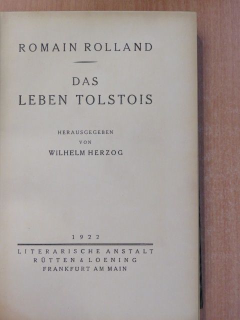 Romain Rolland - Das leben Tolstois [antikvár]