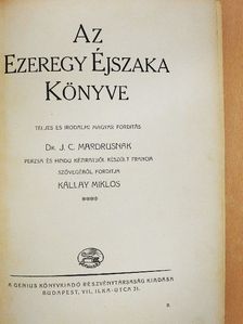J. C. Mardrus - Az Ezeregy Éjszaka Könyve IV. (töredék) [antikvár]