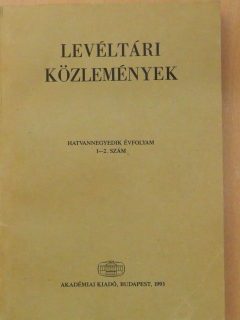 Borsa Iván - Levéltári közlemények LXIV/1-2. [antikvár]