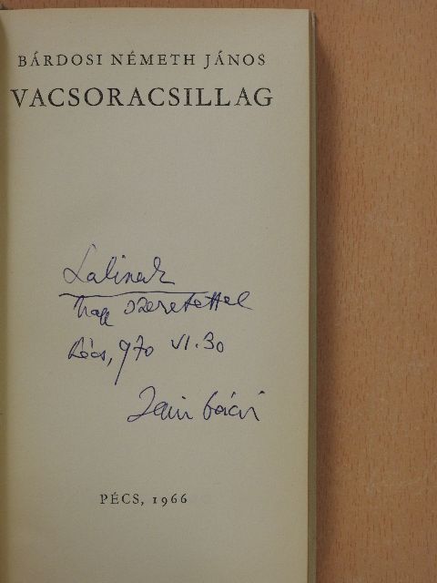 Bárdosi Németh János - Vacsoracsillag (dedikált példány) [antikvár]