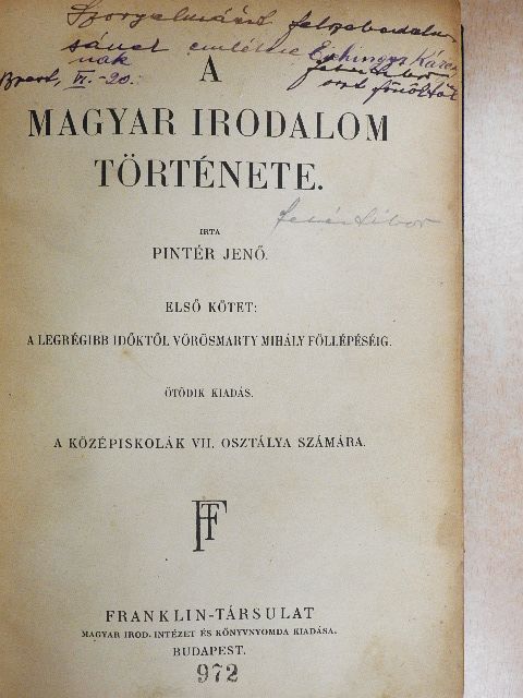 Arany János - A magyar irodalom története I. [antikvár]