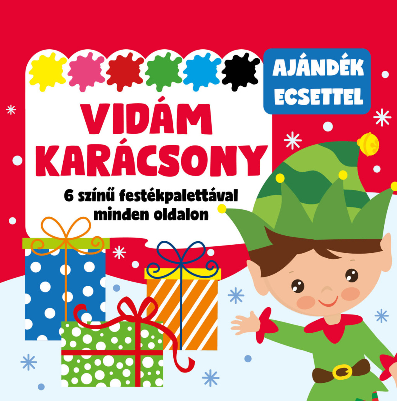 Vidám karácsony - 6 színű festékpalettával minden oldalon