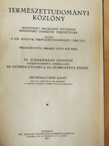Aczél M. - Természettudományi Közlöny 1940. január-december/Pótfüzetek a Természettudományi Közlönyhöz 1940. január-december [antikvár]