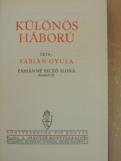 Fábián Gyula - Különös háború [antikvár]