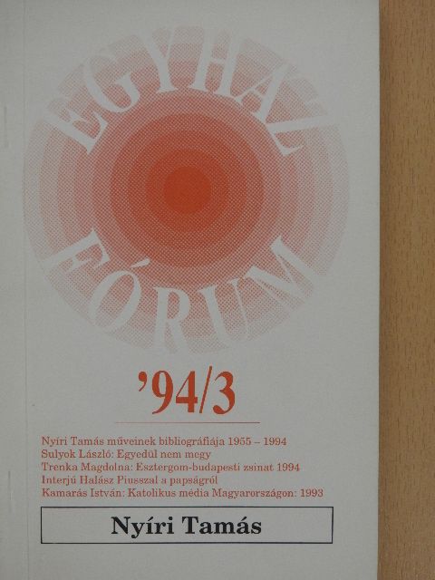 Wildmann János - Egyházfórum 1994/3. [antikvár]