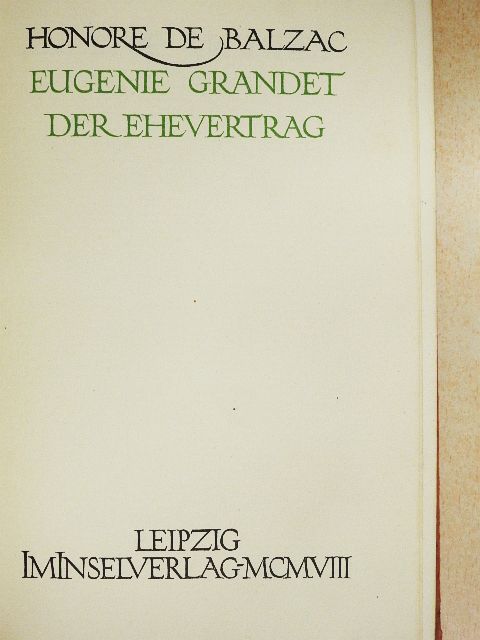 Honore de Balzac - Eugenie Grandet/Der Ehevertrag [antikvár]
