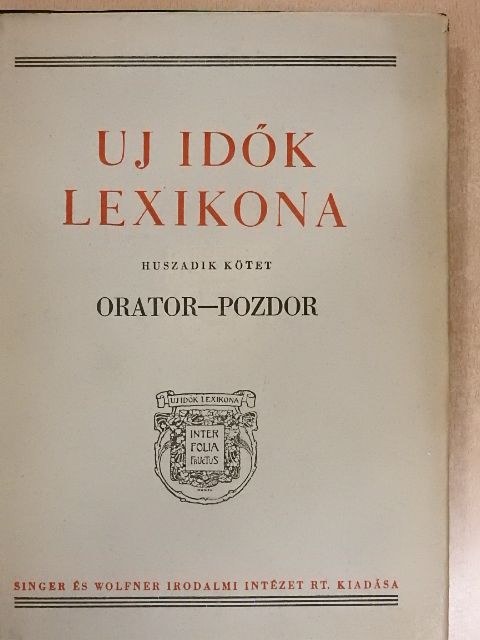 Uj Idők Lexikona 20. (töredék) [antikvár]
