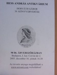 Hess András Antikvárium - Horváth Gábor 39. könyvárverése [antikvár]