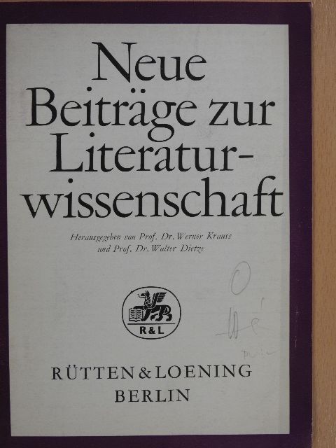 Neue Beiträge zur Literaturwissenschaft [antikvár]