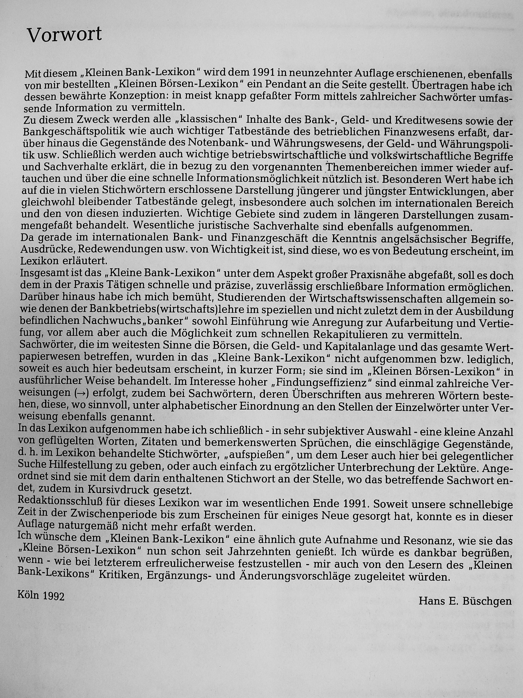 Hans E. Büschgen - Das Kleine Banklexikon [antikvár]