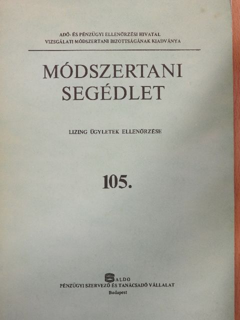 Gajdos Gusztávné - Módszertani segédlet - Lízing ügyletek ellenőrzése [antikvár]