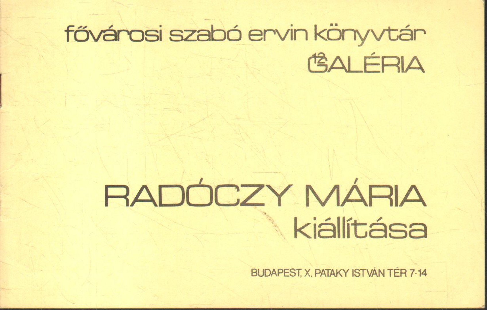 Tóth Mária - Radóczy Mária kiállítása [antikvár]