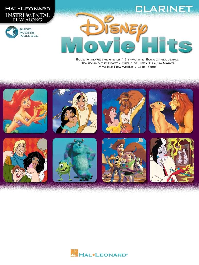DISNEY MOVIE HITS. CLARINET SOLO ARRANGEMENTS WITH CD ACCOMPANIMENT