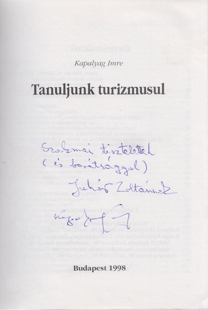 KAPALYAG IMRE - Tanuljunk turizmusul (dedikált) [antikvár]