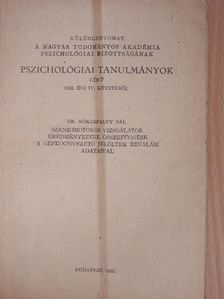 Dr. Rókusfalvy Pál - Szenzomotoros vizsgálatok eredményeinek összefüggése a gépkocsivezető jelöltek beválási adataival [antikvár]