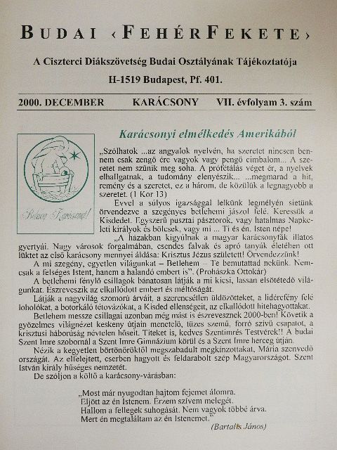 Dr. Mészáros Imre - Budai FehérFekete 2000. december [antikvár]