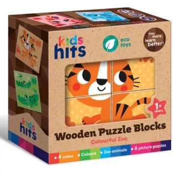 Kids Hits: Fa puzzle kocka - Színes állatkert