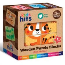 Kids Hits: Fa puzzle kocka - Színes állatkert