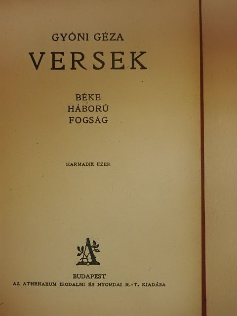 Gyóni Géza - Versek [antikvár]