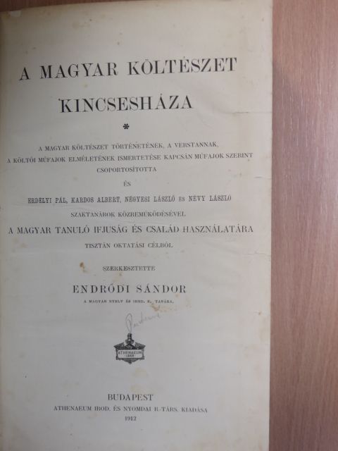Abonyi Lajos - A magyar költészet kincsesháza [antikvár]