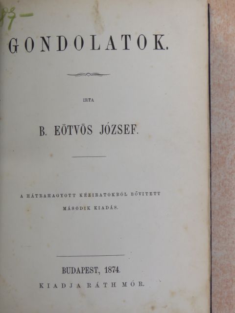 B. Eötvös József - Gondolatok [antikvár]