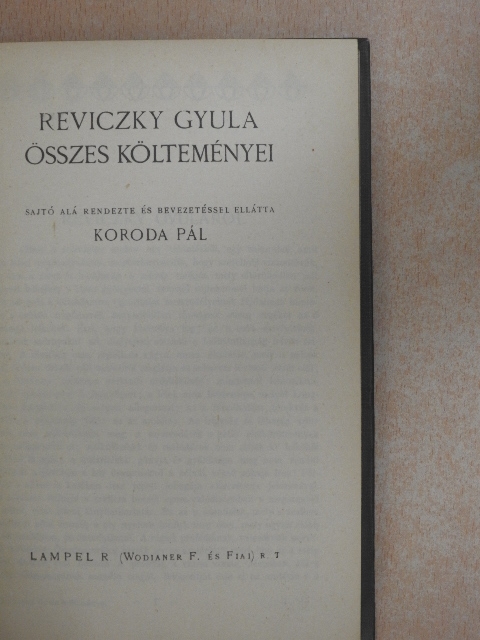 Reviczky Gyula - Reviczky Gyula összes költeményei [antikvár]