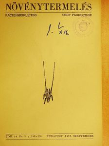Berzsenyi-Janosits László - Növénytermelés 1975. szeptember [antikvár]