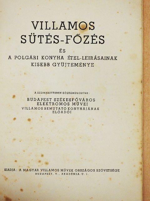 Villamos sütés-főzés  [antikvár]
