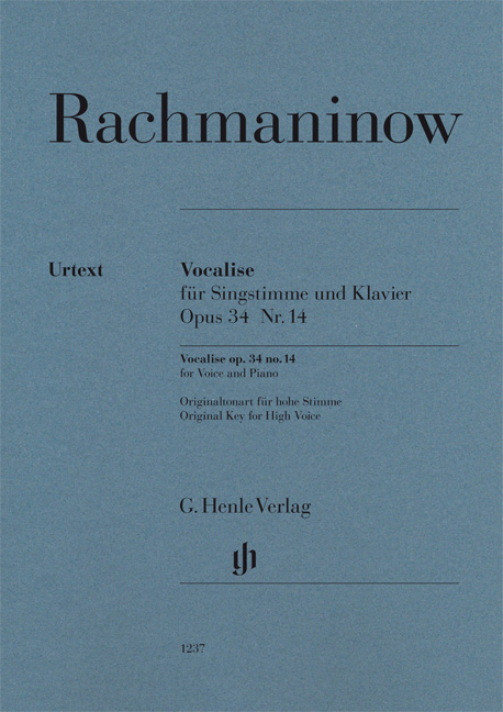 RAHMANYINOV / RACHMANINOW - VOCALISE FÜR SINGSTIMME UND KLAVIER OP.34 NR. 14. ORIGINALTONART FÜR HOHE STIMME