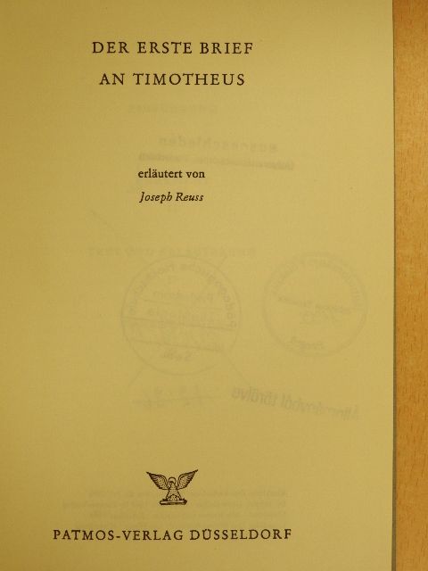 Der Erste Brief an Timotheus [antikvár]