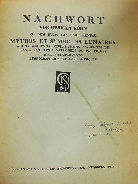 Herbert Kühn - Nachworth zu dem buch von Carl Hentze [antikvár]