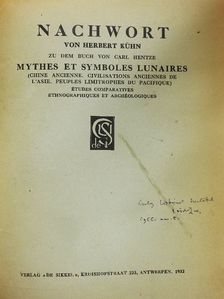 Herbert Kühn - Nachworth zu dem buch von Carl Hentze [antikvár]