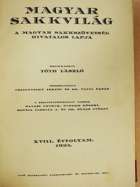 Abonyi István - Magyar Sakkvilág 1933. január-december [antikvár]