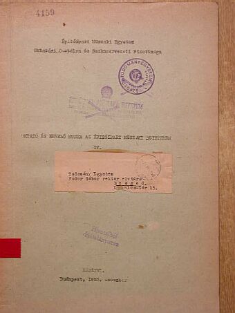 Bardon Alfréd - Oktató és nevelő munka az Építőipari Műszaki Egyetemen IV. [antikvár]