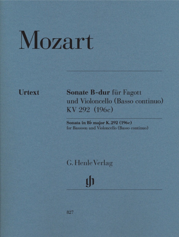 MOZART, W,A, - SONATE B-DUR FÜR FAGOTT UND VIOLONCELLO (BC) KV 292 URTEXT (WIESE/KOSTUJAK)