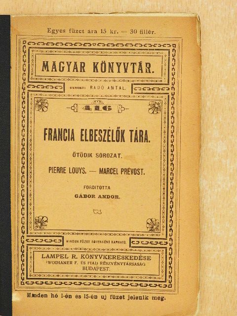 Marcel Prévost - Francia elbeszélők tára V. [antikvár]